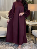 YUDX Hot Sales 2024 Summer New Pleated Formal Dresses for Women Mesh Petal Sleeve Solid Evening Party Long Maxi Dresses