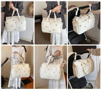 New High-capacity Mummy Bag Embroidered Bear Mother and Baby Handbag Baby Bottle Diaper Portable Baby Stroller Bag