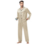 Men Pajamas Set Silk Satin Sleepwear