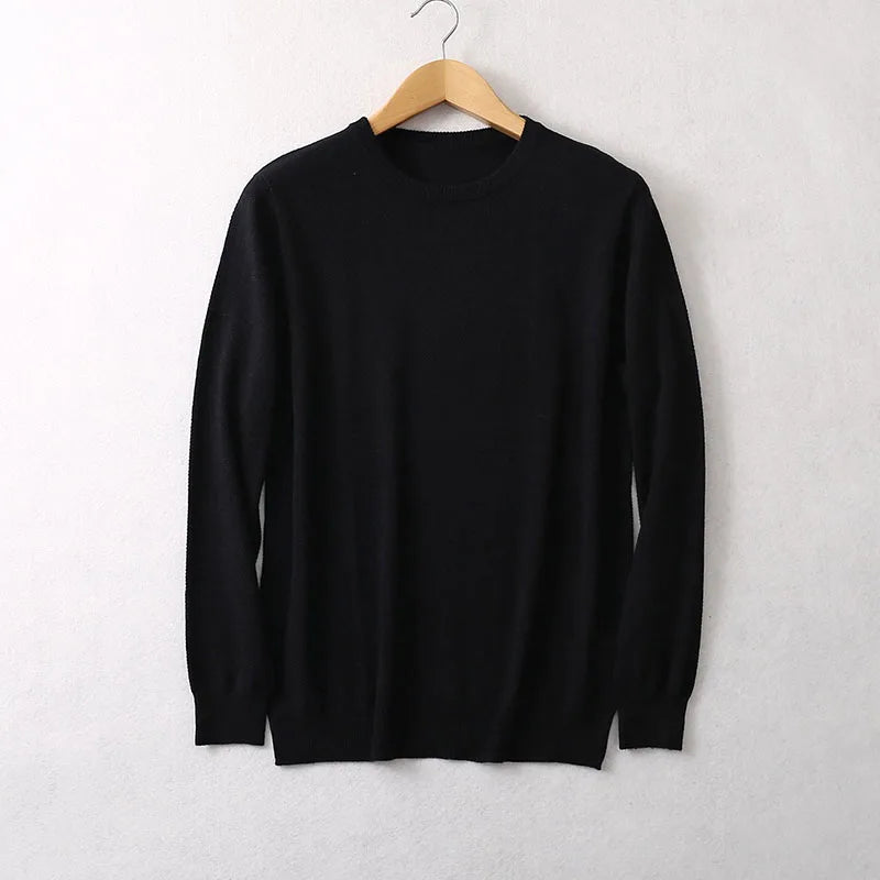 Men Sweater 85% Mulberry Silk 15% Cashmere Solid Colors Crew Neck everyday Long Sleeve Pullover Warm Top Shirt L XL XXL LY047