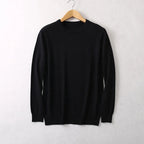 Men Sweater 85% Mulberry Silk 15% Cashmere Solid Colors Crew Neck everyday Long Sleeve Pullover Warm Top Shirt L XL XXL LY047