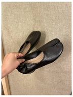 2025 Women Slip on Casual Loafers Chunky Heel Shoe Soft Moccasins Footwear New Fashion Split Toe Shoes Zapatos De Mujer