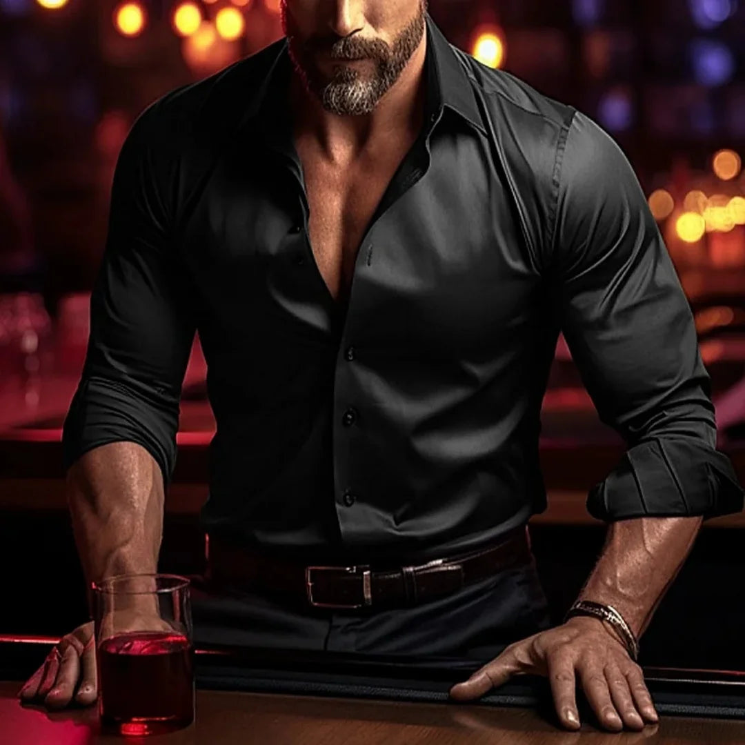 The new men's shirt is made of high-quality and soft fabric.