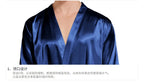 Men Long Bathrobe Sleepwear Navy Blue Silk Satin Bridegroom Wedding Robe Kimono Gown Spring Summer Home Clothes Loungewear