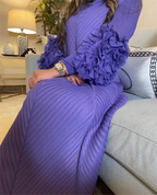 YUDX Hot Sales 2024 Summer New Pleated Formal Dresses for Women Mesh Petal Sleeve Solid Evening Party Long Maxi Dresses