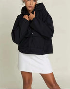 Fall 2025 Women's Casual Spor Loose Fit Stand Collar Long Sve Hooded Jaet Windbreaker Outerwear Polyester Fiber 00%