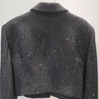 WTHT New Trendy Women's Heavy Industry Diamonds Slim Blazer 2025 Autumn Fashion Lapel Long Sleeves Jacket Female 1LS2291