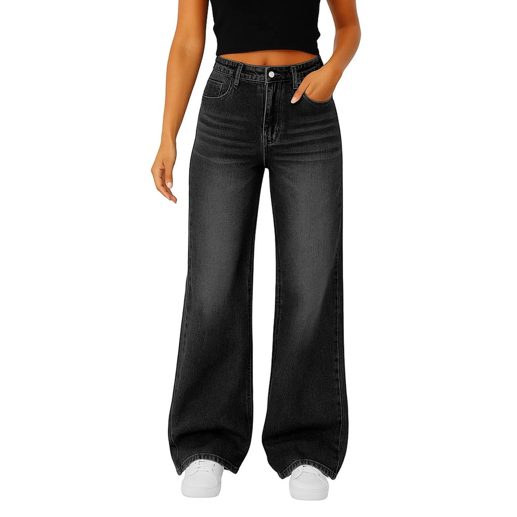 Wide-Leg Jeans Women Light Blue High-Waisted