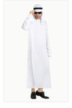 White Arabian Costume Men Robe Fancy Dress Arab Cloth Cosplay Christmas Halloween