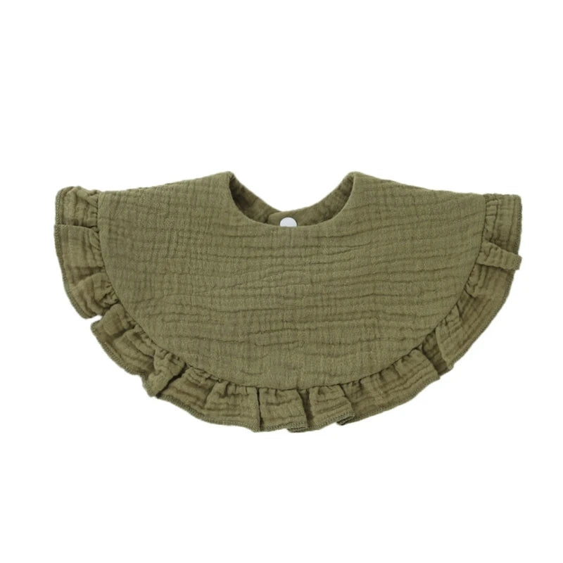 Korean Baby Feeding Drool Bib Ruffle Solid Infants Lace Saliva Towel Soft Cotton Burp Cloth For Newborn Toddler Kids Bibs