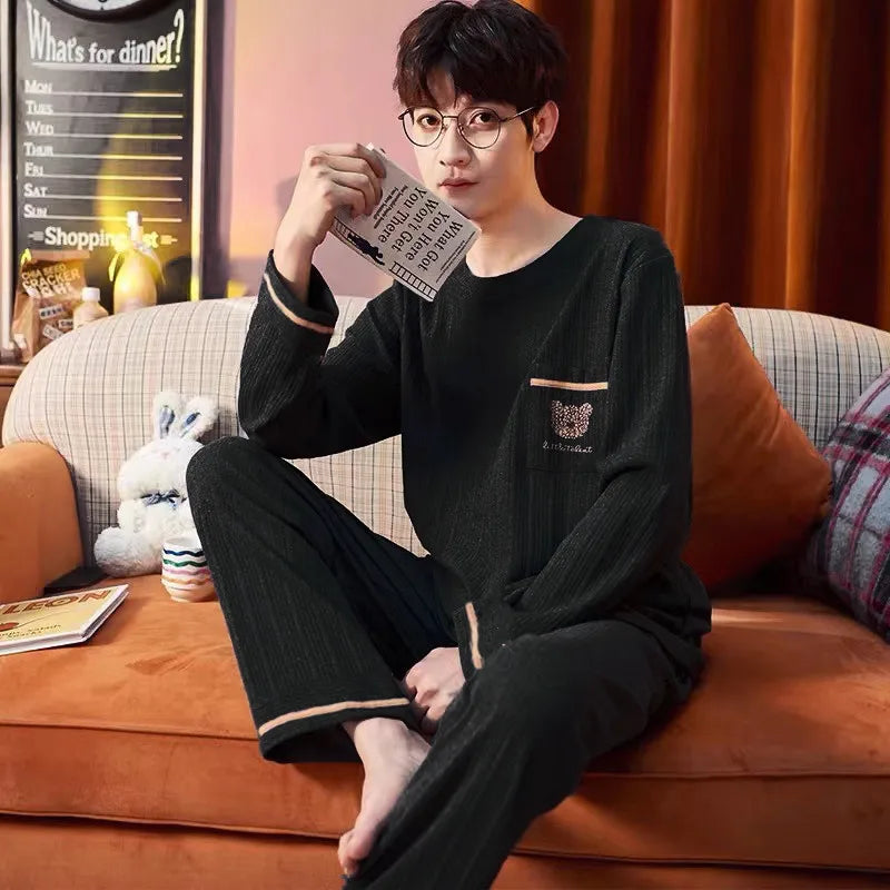 Pajamas for Men, Spring and Autumn Long-Sleeved Cardigans