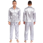 Mens Satin Pajamas Set Two Pieces Sleepwear
