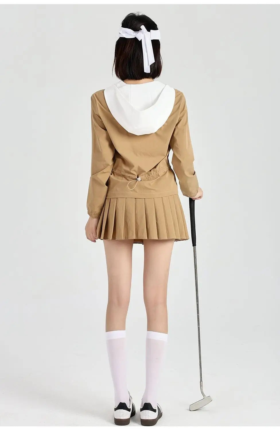 Women's Golf Jacket: Windproof & Warm, Color-Blocked, Fashionable, High-Quality Sports Set with Skirt