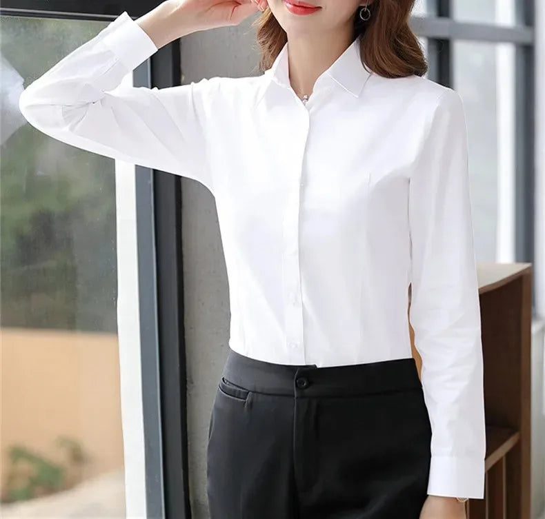 Elegant Women Shirts Woman White Shirt Long Sleeve Blouse