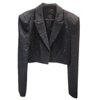 WTHT New Trendy Women's Heavy Industry Diamonds Slim Blazer 2025 Autumn Fashion Lapel Long Sleeves Jacket Female 1LS2291