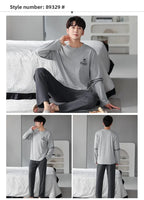 Fashion Lounge Pajamas Sets Men's Spring New Long-sleeved Tops with Trousers Cotton Homewear Comfort Simple Sleepwear Two Pieces