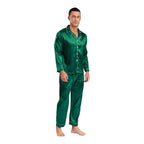 Mens Satin Pajamas Set Two Pieces Sleepwear