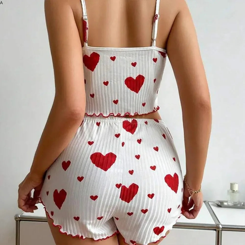 Women's Pajamas Set Sleepwear 2 PCS Short Tank Tops And Short