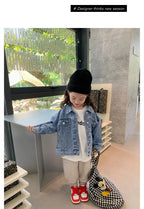 Girl Denim Jacket Spring and Autumn Children's Casual Jeans Clothes Little Girl Baby Denim Coat