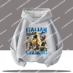 Boy's sports shirt -interesting Italian brain rot Tung Tungtung Sahur children's hooded shirt                h cartoon print-fall/winter top