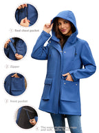 Waterproof Autumn Women's Mountaineering Coat Solid Big Pockets Hooded Loosse Female's Jacket Windproof Thermal outwear For Lady