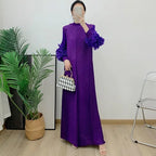 YUDX Hot Sales 2024 Summer New Pleated Formal Dresses for Women Mesh Petal Sleeve Solid Evening Party Long Maxi Dresses