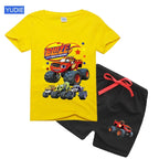 boys shirt  Baby Boy Clothes Set Cartoon Blazing Speed Cars Monster Machines