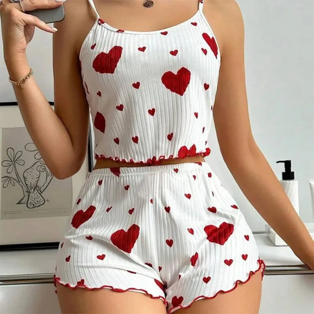 Women's Pajamas Set Sleepwear 2 PCS Short Tank Tops And Short