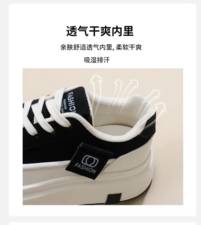 Shoes for Women Autumn Trend New Woman Flats Shoes Chunky Lace-up Soft-sole Casual Sneakers Female Vulcanized Shoe Walking Shoe