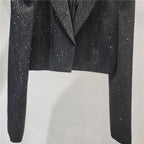 WTHT New Trendy Women's Heavy Industry Diamonds Slim Blazer 2025 Autumn Fashion Lapel Long Sleeves Jacket Female 1LS2291