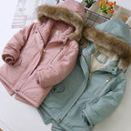 2025 Autumn Winter Girl Jacket Coat Faux Fur Hooded Plus Velvet Thicken Warm Jacket For Girl 4-14 Year Kids Teenager Girl Parka