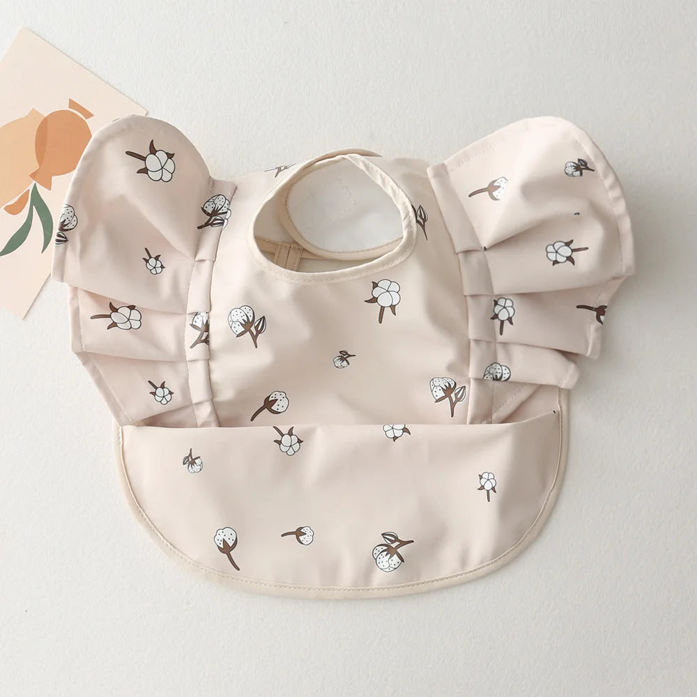 Baby Bibs INS Nordic Style Angel Feed Pocket Burp Girl Boy Infant Meals Bib Waterproof Easy Clean Cute Elephant Bibs Soft PU