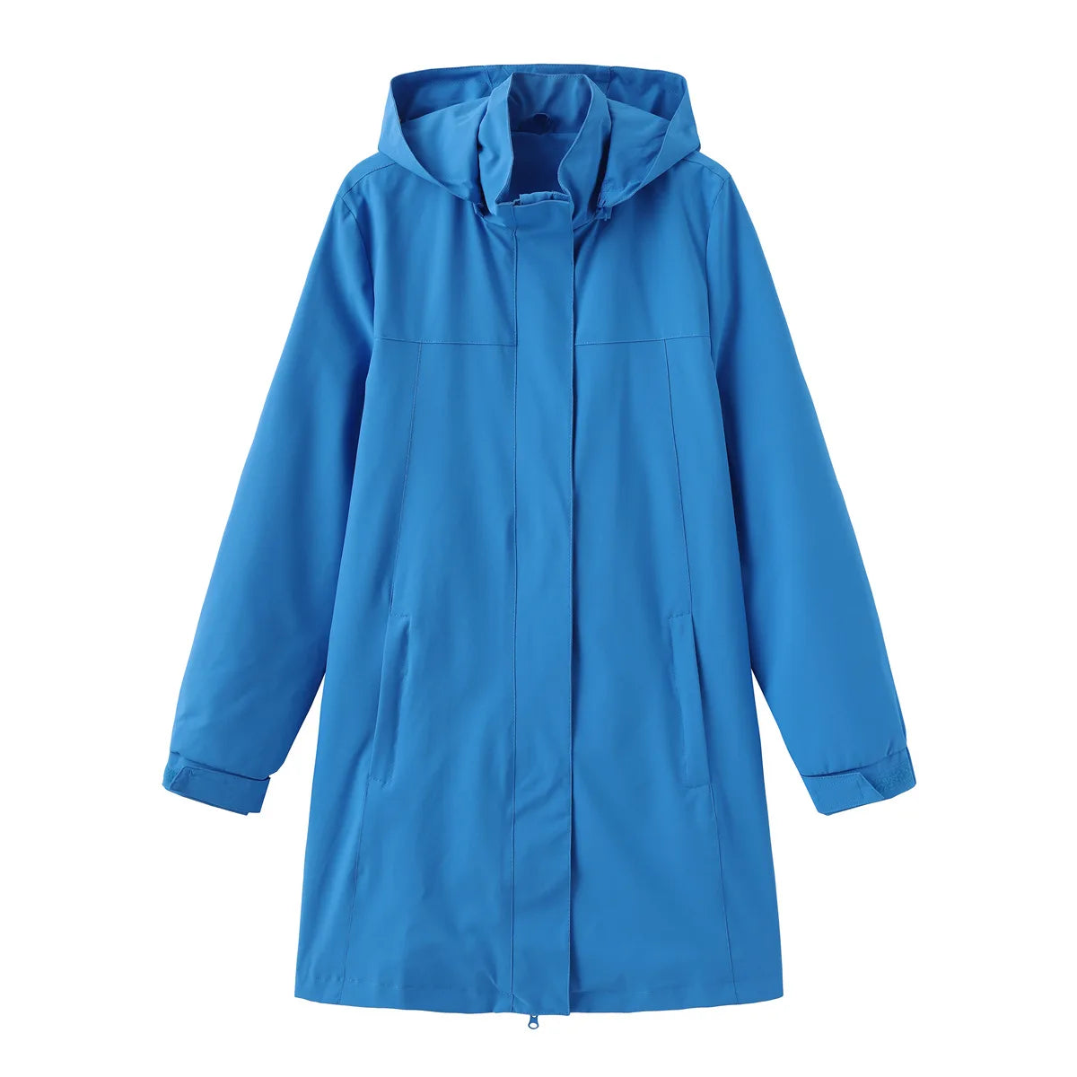 Spring Autumn Women's Solid Color Long Sleeve Lightweight Trench Coat with Detachable Hood Water-Repellent Windbreaker
