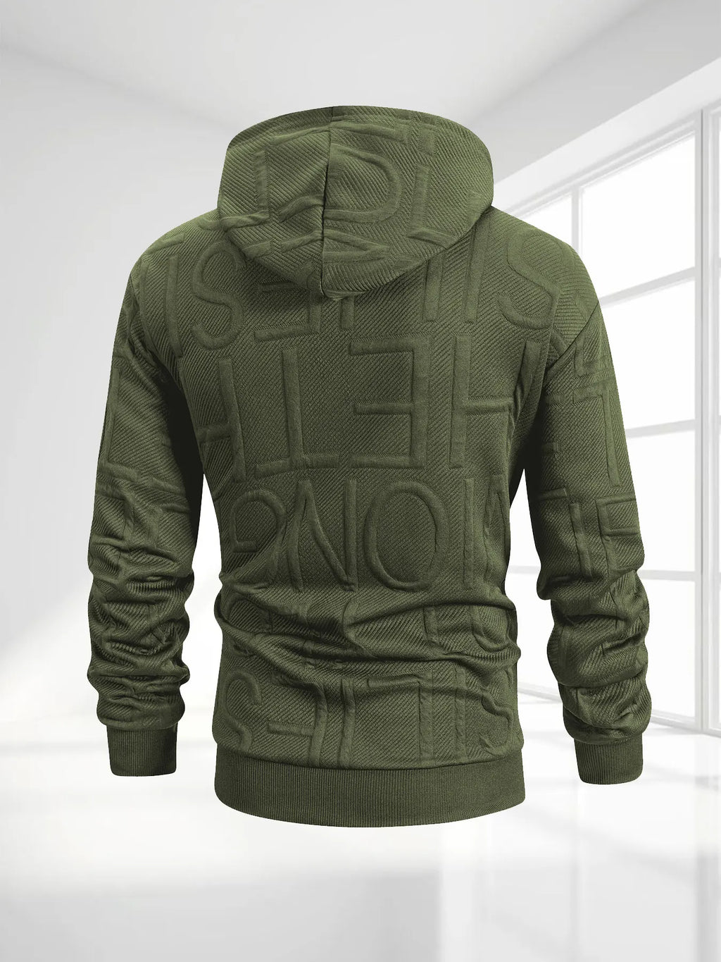 Mens Letter Jacquard Jacket Simple Stylish Autumn Sportwear Warm Casual Multiple Pockets Outwear Zip Up Hooded Coats for Men