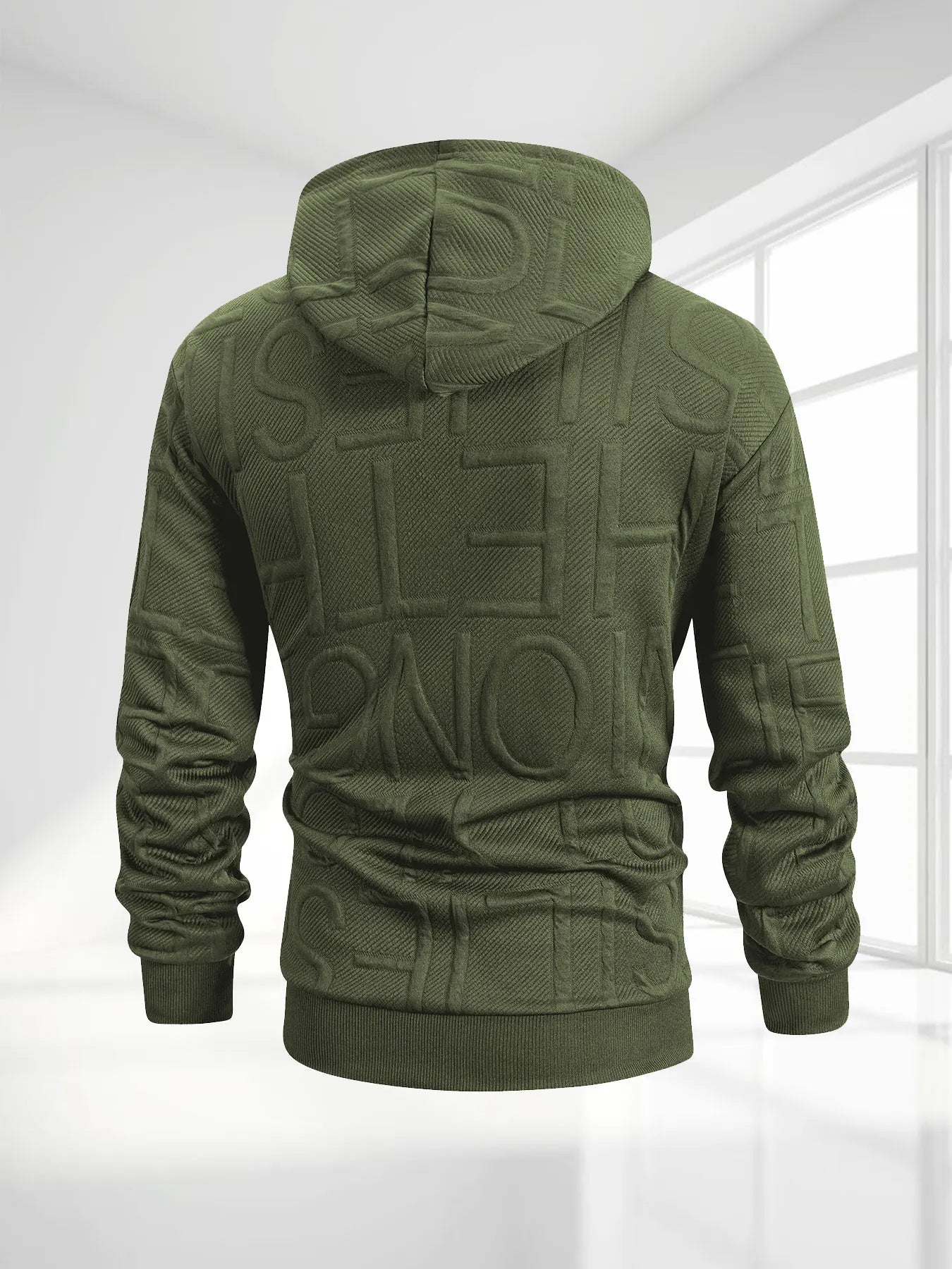 Mens Letter Jacquard Jacket Simple Stylish Autumn Sportwear Warm Casual Multiple Pockets Outwear Zip Up Hooded Coats for Men