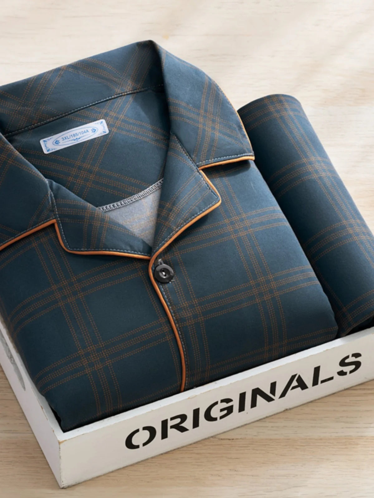 Men's Thin Cotton Pajamas Long Sve Long Pants Two-Piece Set Casual