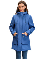 Waterproof Autumn Women's Mountaineering Coat Solid Big Pockets Hooded Loosse Female's Jacket Windproof Thermal outwear For Lady