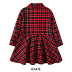 Girl's Shirt,Long Sleeve Girls Checked Dress,Fashion Sweet Teens Blouse,Lapel Letter Print Children's Plaid Tops,Princess Dress