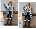 junior girl winter jackets vetement enfant fille Thickened inner rabbit fur denim jacket teenr outerwear kids warm coat overwear