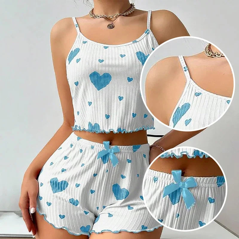 Women's Pajamas Set Sleepwear 2 PCS Short Tank Tops And Short