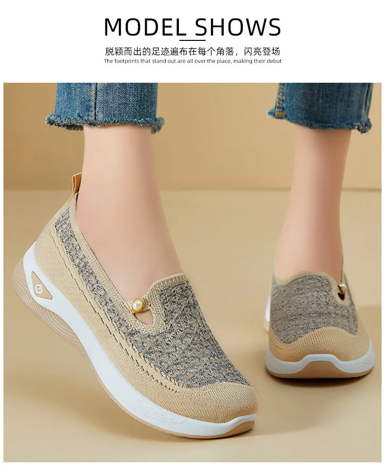 Shoes for women 2025 Spring Autumn hot casual shoes with soft soles lightweight single shoe for women breathable mother shoes