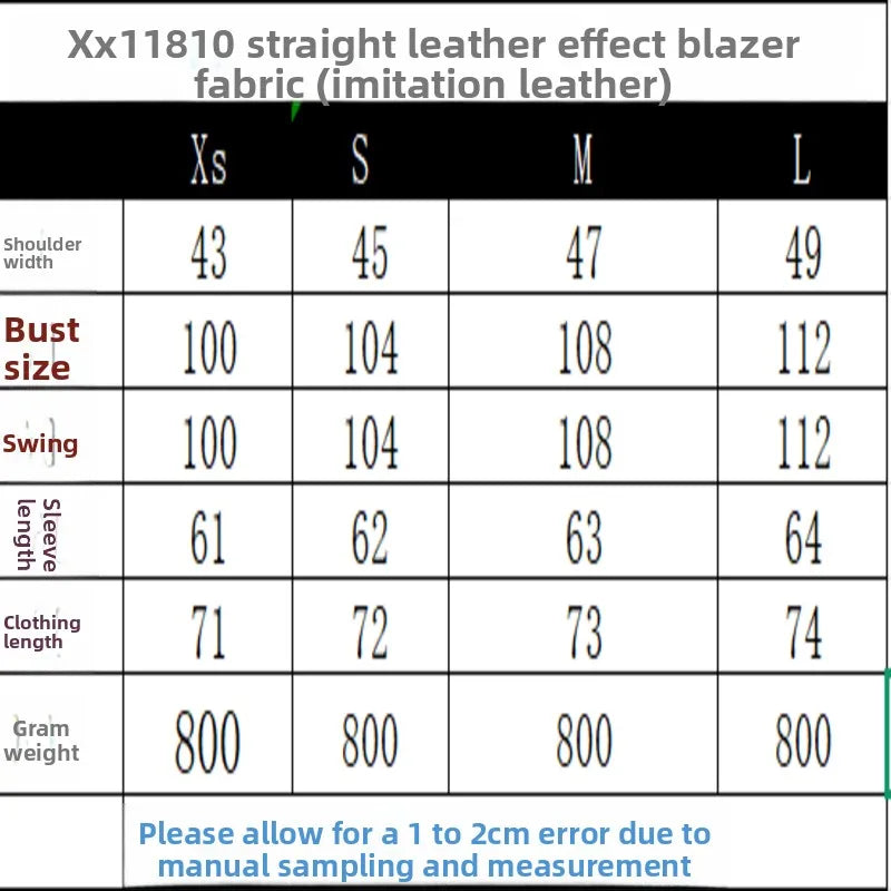 Fall 2025 New Women's Loose Straight Leather Effect Suit Jaet Faionable Long Sve PU Leather ort Outerwear