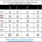 Fall 2025 New Women's Loose Straight Leather Effect Suit Jaet Faionable Long Sve PU Leather ort Outerwear