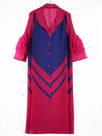 2025 Miyake Pleats Wholesale New Color Matching Splicing Dress Lapel Fashion Loose Women's Cardigan Medium and Long Dresses