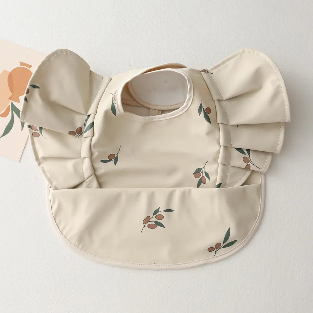 Baby Bibs INS Nordic Style Angel Feed Pocket Burp Girl Boy Infant Meals Bib Waterproof Easy Clean Cute Elephant Bibs Soft PU