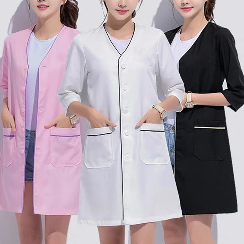 Beauty Salon Beautician Overalls Hairdressing Spa Massage Therapist Health Work Uniform Nail Salon Long / Short Sleeves Coats