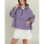 Fall 2025 Women's Casual Spor Loose Fit Stand Collar Long Sve Hooded Jaet Windbreaker Outerwear Polyester Fiber 00%