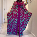 Leisure Loose Women Pleated Evening Dress Autumn Chic Bat Sleeve Loose Party Robes Elegant V-neck Color Blocked Commute Dress
