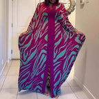 Leisure Loose Women Pleated Evening Dress Autumn Chic Bat Sleeve Loose Party Robes Elegant V-neck Color Blocked Commute Dress