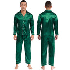Mens Satin Pajamas Set Two Pieces Sleepwear